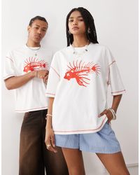Collusion - Unisex Printed T-shirt With Seam Detail And Fish Print - Lyst