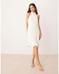 Y.A.S - Robe courte texturée à sequins et col montant - Lyst