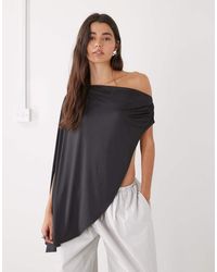 Lioness - Reborn Asymmetric Ruched One Shoulder Poncho Top - Lyst
