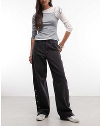 Obey - Penelope Side Snap Button Up Denim Jeans - Lyst