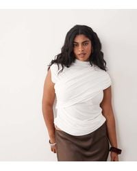 ASOS - Asos Design Curve Slinky Ruched Drape Detail Top - Lyst