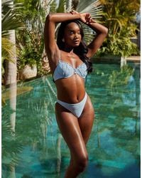 South Beach - High Leg Bikini Bottom With Flower Detail - Lyst