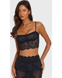 Oh Polly - Mesh Square Neck Lace Trim Cami Top Co-ord - Lyst