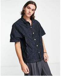 Collusion - Crinkle Satin Skater Shirt With Contrast Seam - Lyst