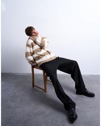 TOPMAN - Polo décontracté en maille à rayures - marron - Lyst