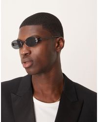 ASOS - – festival – ovale, randlose sonnenbrille mit getönten gläsern und schwarzem metallgestell - Lyst