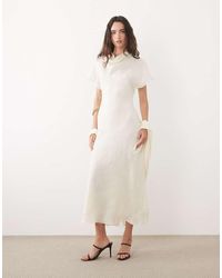 Mango - Capsule Short Sleeve Maxi Dress With Scarf Detail - Lyst