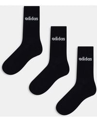 adidas Originals - Adidas Training 3-Pack Linear Logo Crew Socks - Lyst