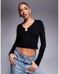 ASOS - Ring Hardware Detail Knit Long Sleeve Top - Lyst