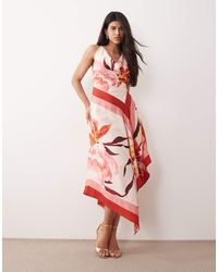 ASOS - Deep Cowl Asymmetric Open Back Maxi Dress - Lyst