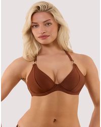 Wolf & Whistle - Tamzin Chocolate Underwired Bikini Top With Hardwear - Lyst