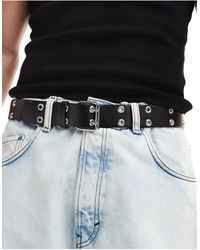 ASOS - Faux Leather Belt With Roller Buckle And Eyelets - Lyst