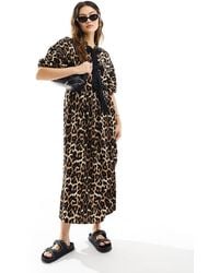 ASOS - Puff Sleeve Tie Front Maxi Dress - Lyst