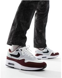 Nike - Air max 1 - sneakers bianche e rosso scuro - Lyst
