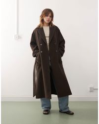 Monki - – zweireihiger mantel aus wollmix - Lyst