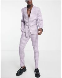 ASOS - Slim Collarless Belted Suit Jacket - Lyst