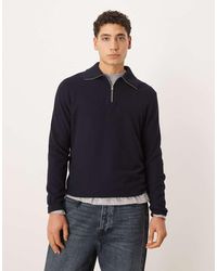 Mango - Cotton Mix Quarter Zip Knitted Polo Top - Lyst