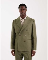 ASOS - Slim Linen Rich Double Breasted Suit Jacket - Lyst