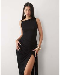 ASOS - Draped Asymmetric Maxi Dress With Split Detail - Lyst