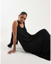 ASOS - Crinkle Scoop Neck Maxi Dress With Scarf Detail - Lyst