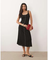Mango - Seam Detailing Scoop Neck Midi Dress - Lyst
