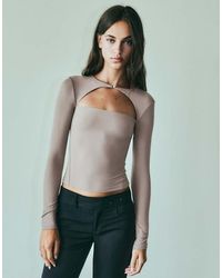 Bershka - Polyamide Cut-Out T-Shirt - Lyst