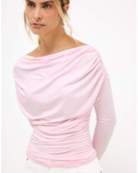 NA-KD - Soft Line Long Sleeve Draped Top - Lyst