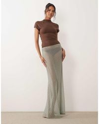 ASOS - Printed Sheer Mesh Maxi Skirt - Lyst