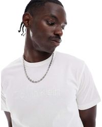 Calvin Klein - Camiseta De Estar Por Casa Blanca Con Logo Bordado De Algodón De - Lyst