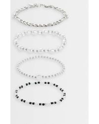 ASOS - 4 Pack Pearl Black Stone And Chain Bracelet - Lyst