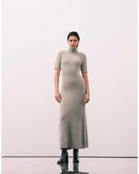 Pretty Lavish - Fluffy Knit Roll Neck Short Sleeve Maxi Dress - Lyst