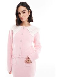 The Frolic - Exclusivité - - gilet d'ensemble en maille duveteuse avec col crocheté et boutons ornementés - Lyst