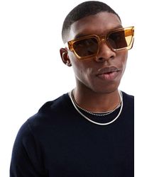 Jack & Jones - Occhiali Da Sole Squadrati Marroni - Lyst