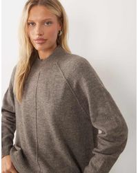 Brave Soul - Relaxed Fit High Neck Sweater With Exposed Seams - Lyst