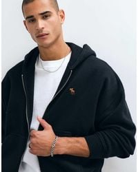 Abercrombie & Fitch - Icon Logo Zip Up Hoodie - Lyst