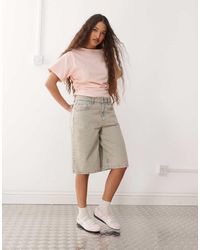 Reclaimed (vintage) - T-Shirt Met Rechte Hals En Gerimpelde Taille - Lyst