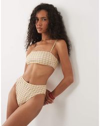 ASOS - Imogen Geruite Azores Bikinislip Met Hoge Beenuitsnijding En Hoge Taille - Lyst