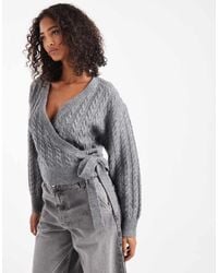 New Look - Cable Knit Wrap Cardigan - Lyst