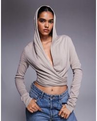 I.AM.GIA - Irina Knitted Plunge Neck Hooded Wrap Top - Lyst