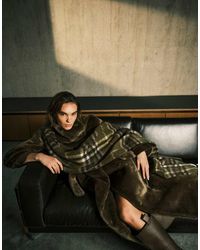 ASOS - Sciarpa Oversize Verde Oliva A Quadri Con Frange - Lyst
