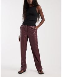 ASOS - Faux Leather Slim Straight Leg Trousers - Lyst