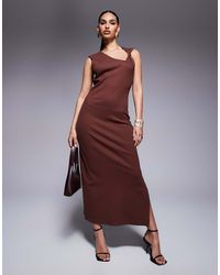 ASOS - Rib Knitted Midi Dress With Hardware Detail - Lyst