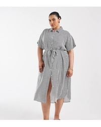 Vero Moda - Shirt Midi Dress With Tie Belt - Lyst