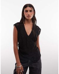 AllSaints - Sleeveless Lace Wrap Top - Lyst