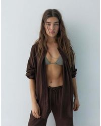 Pull&Bear - Linen Blend Long Sleeve Shirt - Lyst