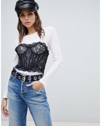 Miss Sixty Bralet Detail Long Sleeve Top - White