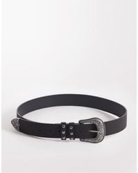 ASOS - Western Studded Faux Leather Belt With Buckle - Lyst