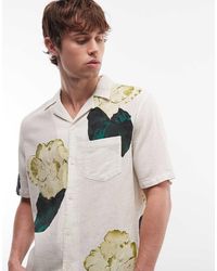 AllSaints - Nouvelle Short Sleeve Linen Blend Floral Shirt - Lyst