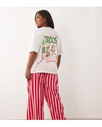 ASOS - Asos Design Curve Taco Graphic Short Sleeve Top And Pants Pajama Set - Lyst