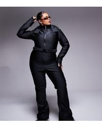 ASOS 4505 Ski & Snow - 4505 Curve Ski Belted Ski Suit With Slim Kick Leg And Faux Fur Hood - Lyst